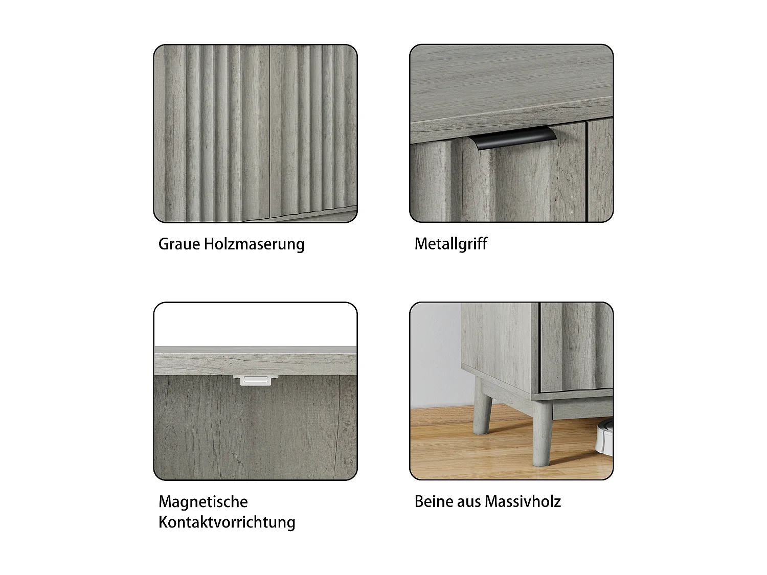 Aparador moderno - com 2 portas - com espaço de armazenamento - Para cozinha e sala de estar - 80 × 39,8 × 85,8 cm - Cinza