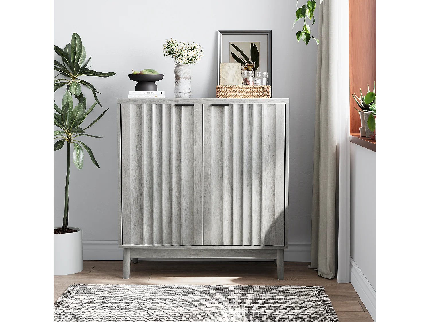 Buffet moderne - avec 2 portes - rangement - Pour cuisine, salon - 80 × 39,8 × 85,8 cm - Gris