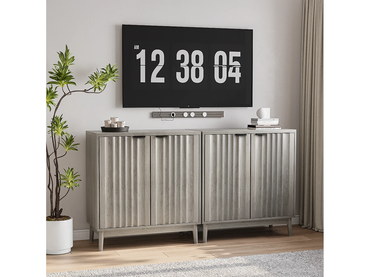 Buffet moderne - avec 2 portes - rangement - Pour cuisine, salon - 80 × 39,8 × 85,8 cm - Gris