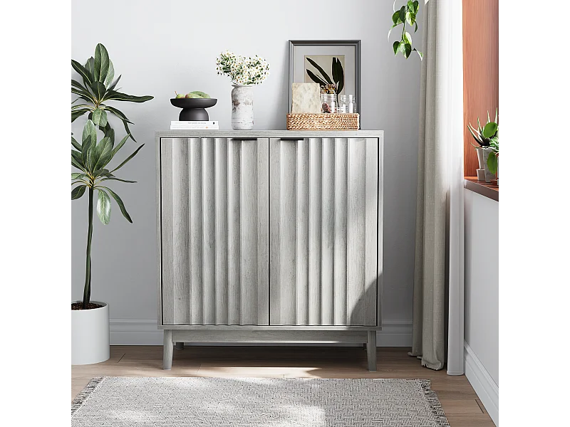 Aparador moderno - com 2 portas - com espaço de armazenamento - Para cozinha e sala de estar - 80 × 39,8 × 85,8 cm - Cinza