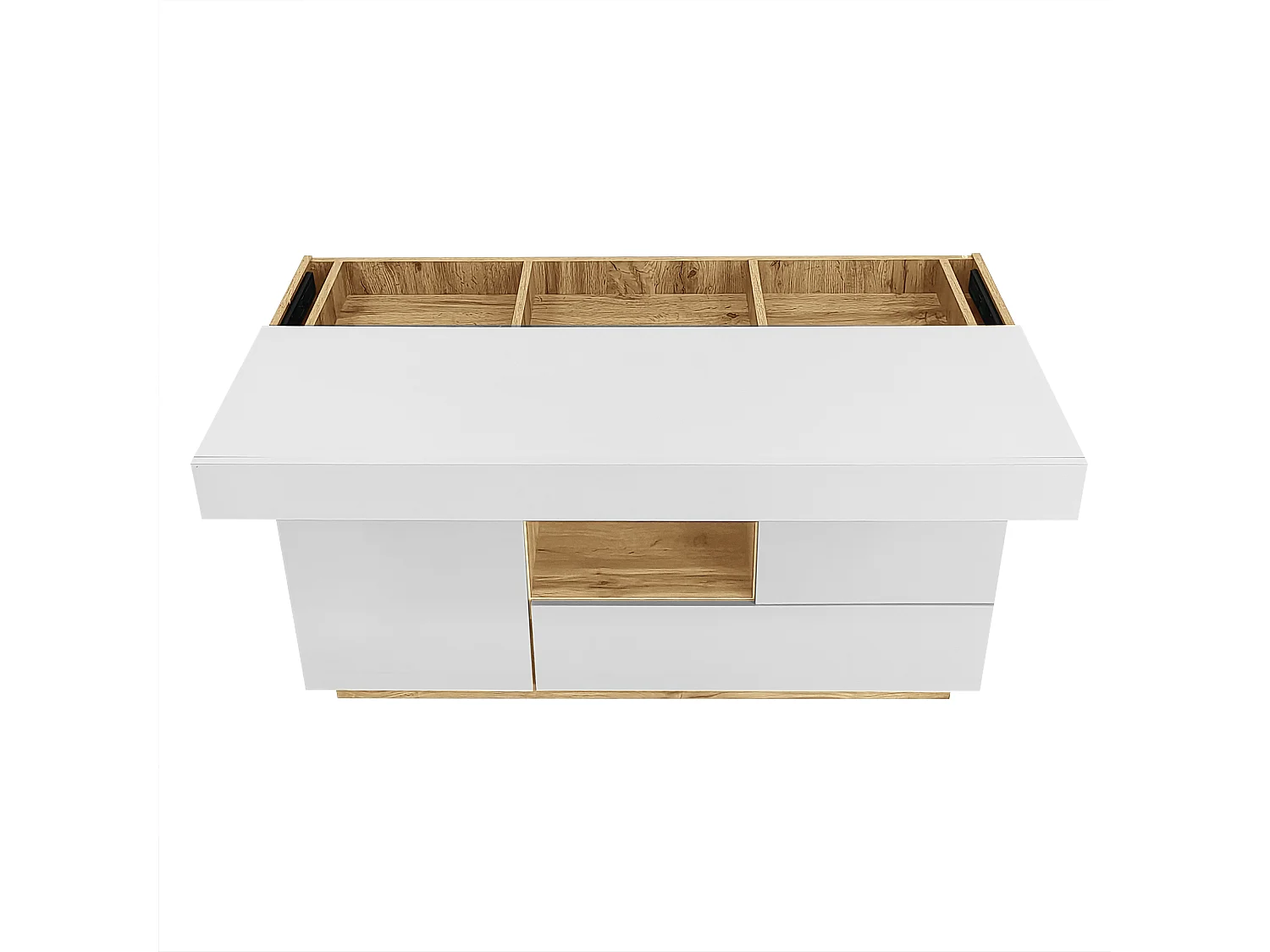 Credenza moderna con LED colorati e cassetti – Vetrina con finitura laccata lucida