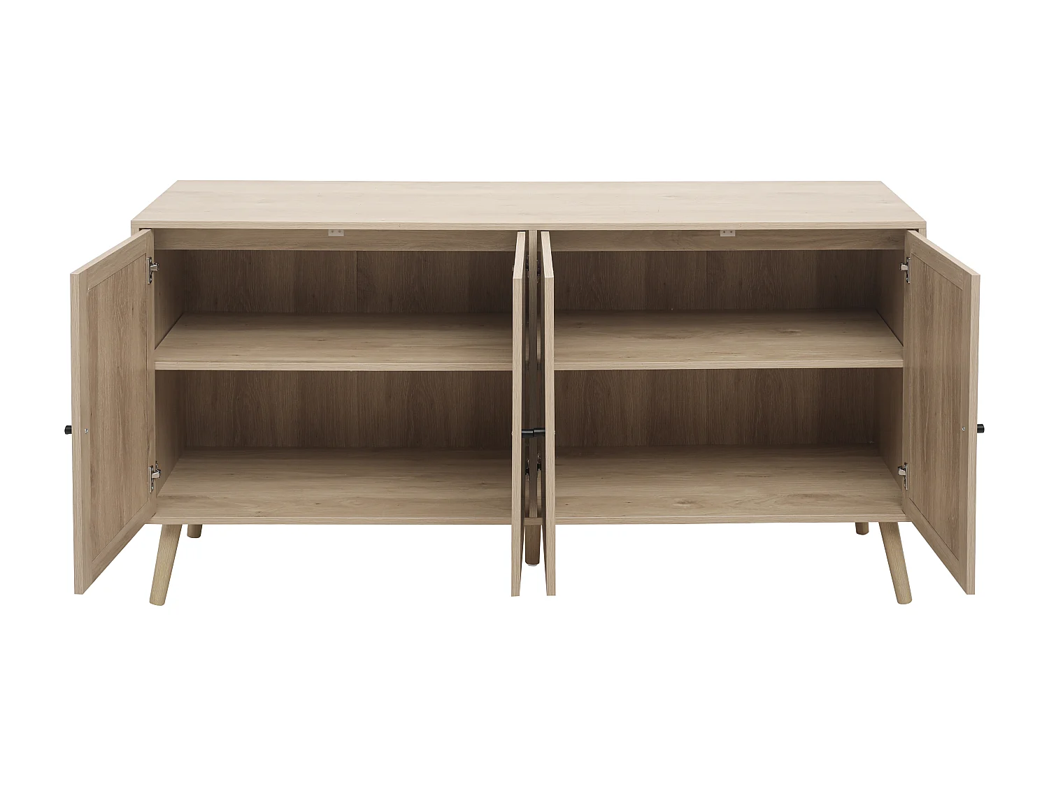 Credenza in legno 150 x 40 x 80 cm, 4 ante, motivo ondulato, mobile moderno per soggiorno/camera da letto