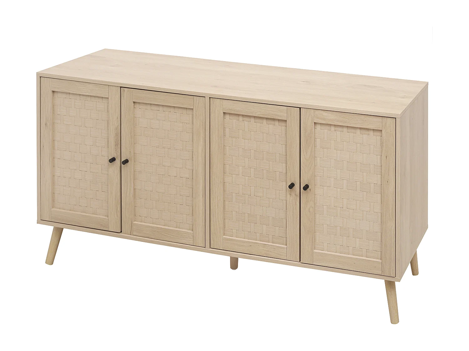Credenza in legno 150 x 40 x 80 cm, 4 ante, motivo ondulato, mobile moderno per soggiorno/camera da letto