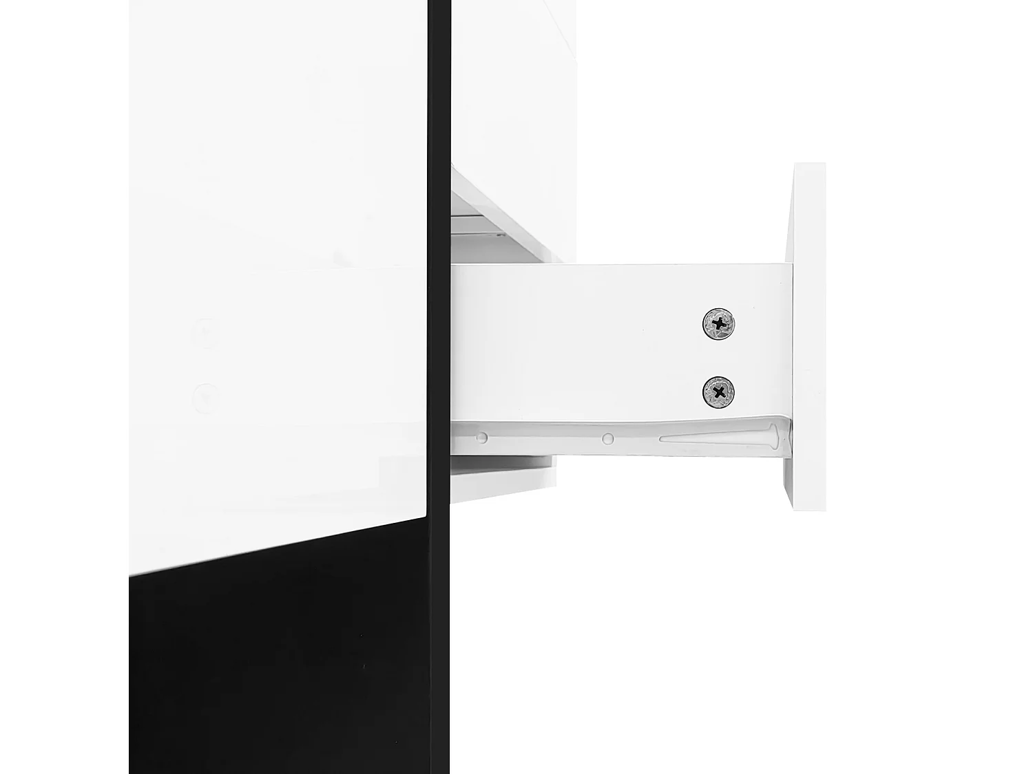 Buffet blanc brillant avec 2 portes et 4 tiroirs, pour Salon et Chambre à Coucher,150 x 40 x 80 cm