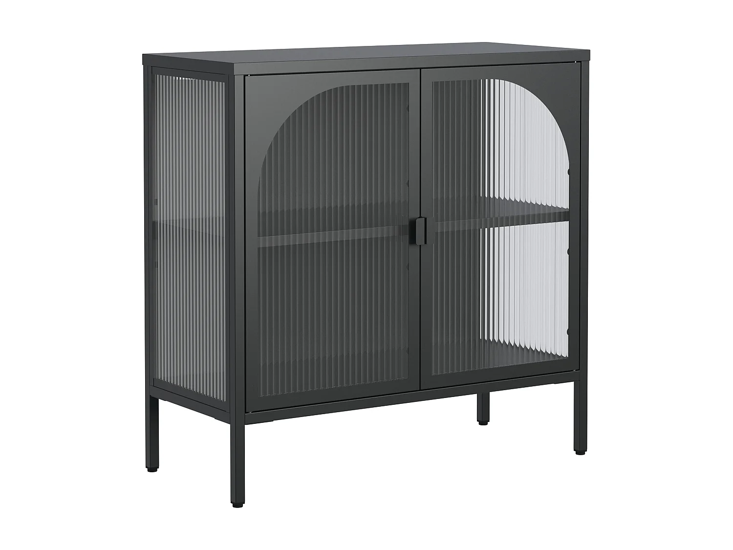 Aparador moderno em estilo industrial com prateleiras ajustáveis para sala de estar, cozinha e sala de jantar, preto.