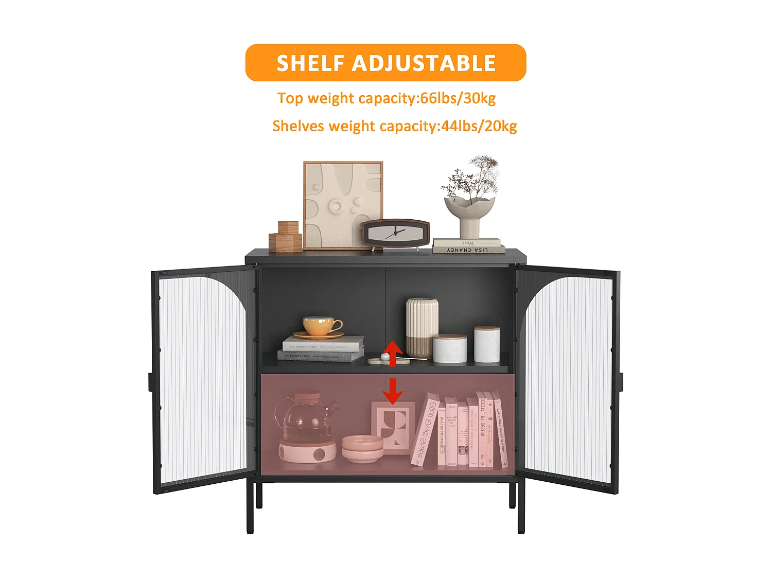 Buffet moderne de style industriel avec étagères réglables pour salon, cuisine, salle à manger, noir