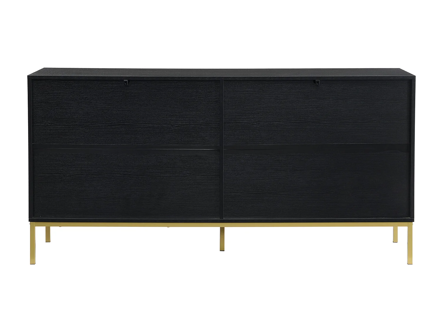 Modern 4-deurs dressoir in zwart en goud – MDF, metalen poten, voor woonkamer en eetkamer