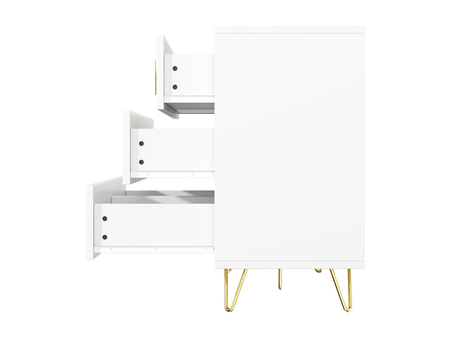 Wit dressoir met 6 lades, moderne hoekladekast, voor slaapkamer, woonkamer, kantoor