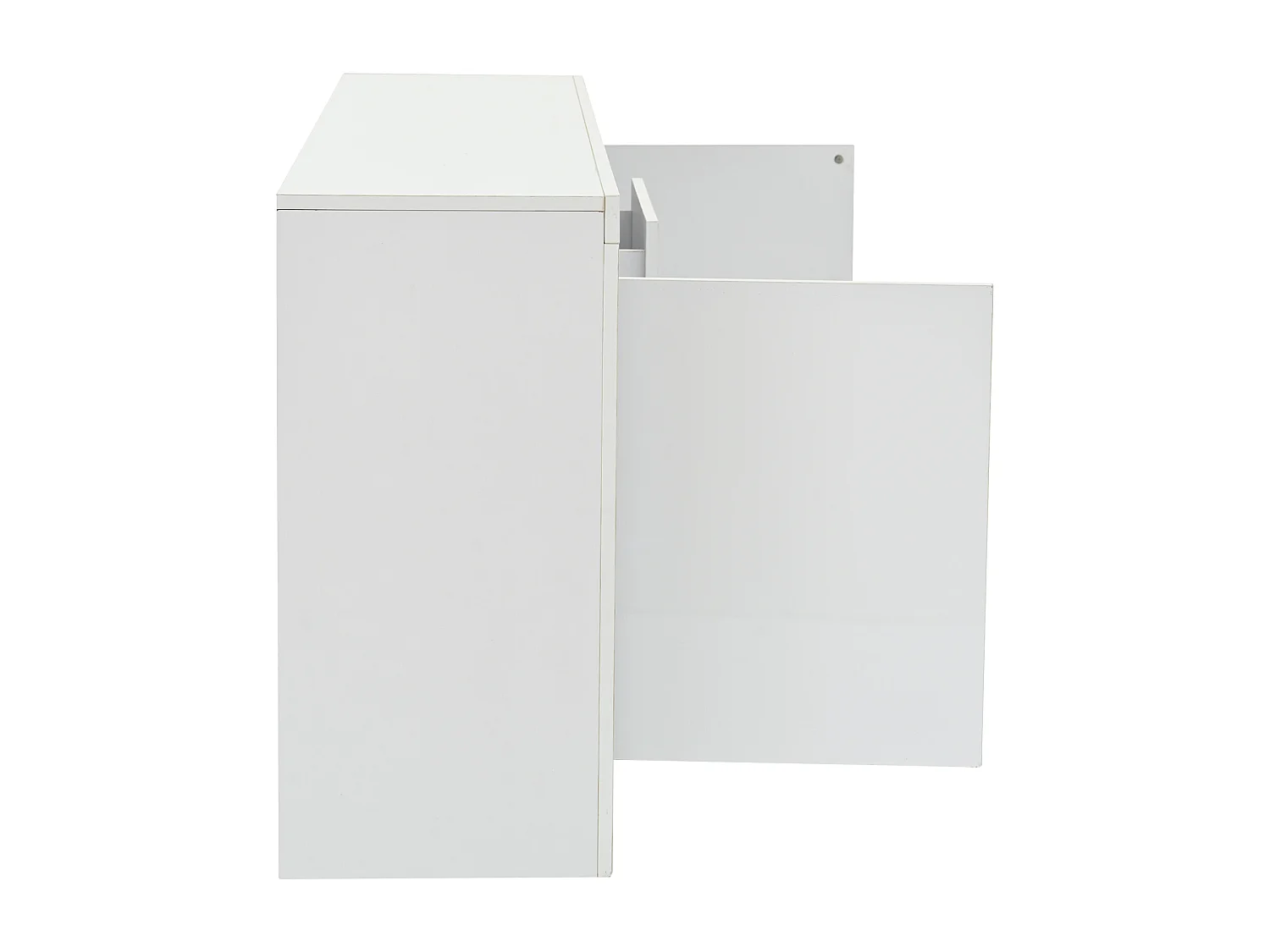 Credenza con 3 cassetti e 2 ante, con illuminazione a LED, senza maniglie, 140 x 35 x 72,5 cm - Bianco