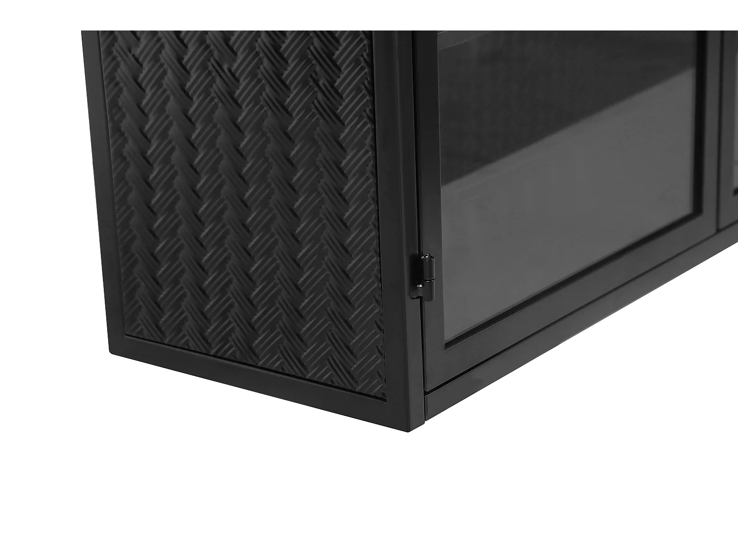 70cm glazen wandkast met twee deuren, geschikt voor entree, woonkamer, badkamer, geweven patroon, zwart