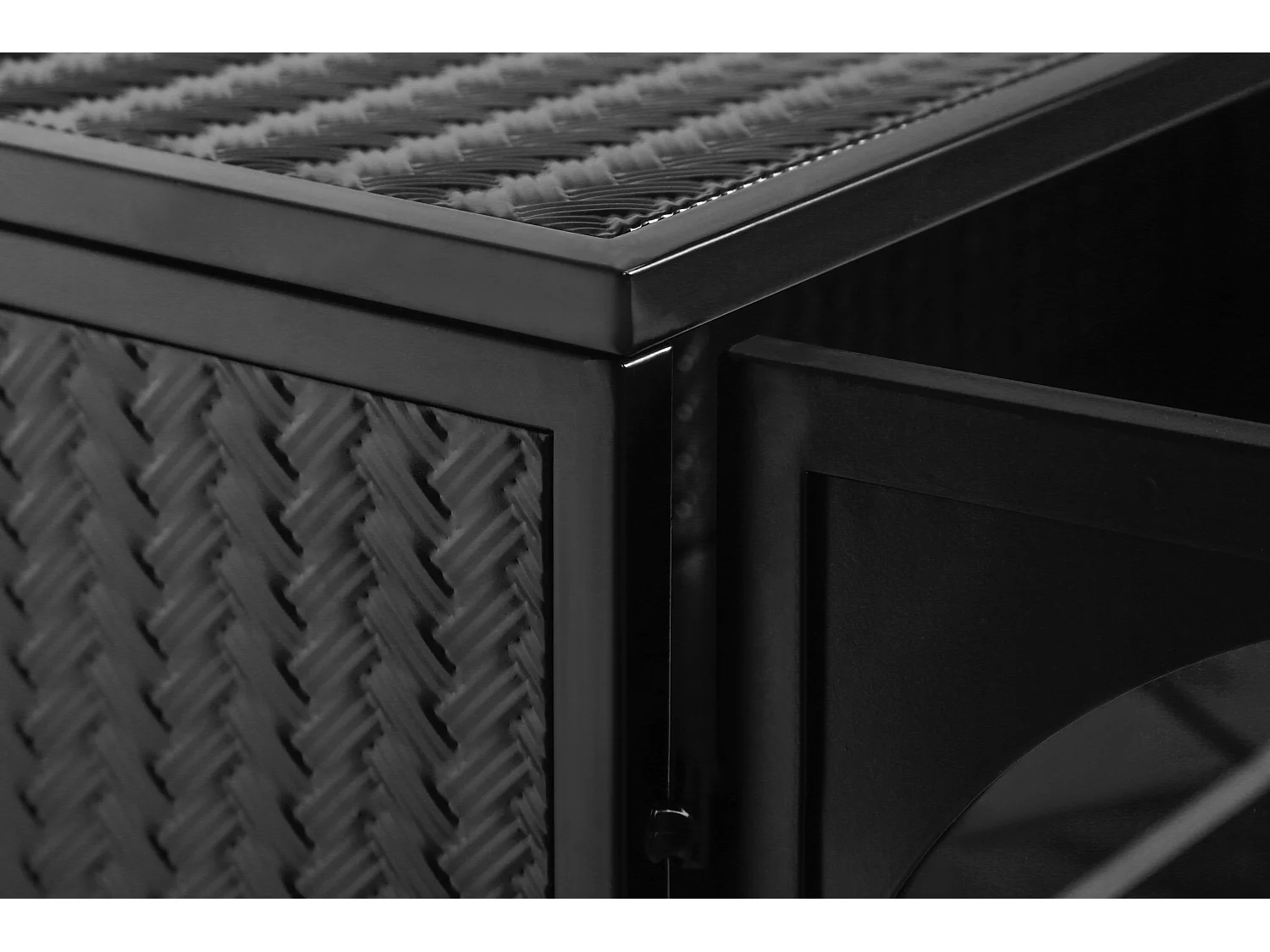 70cm glazen wandkast met twee deuren, geschikt voor entree, woonkamer, badkamer, geweven patroon, zwart