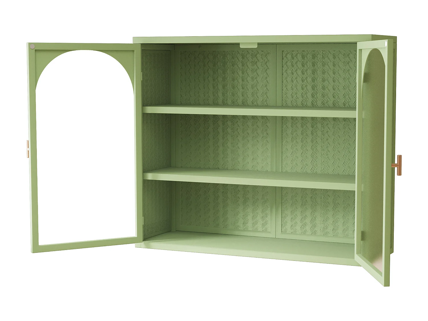 Aparador de parede com 2 portas de vidro curvas - Para cozinha e banheiro - Verde - 70 × 23 × 60 cm