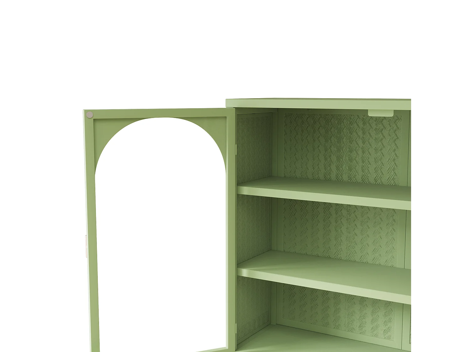 Aparador de parede com 2 portas de vidro curvas - Para cozinha e banheiro - Verde - 70 × 23 × 60 cm