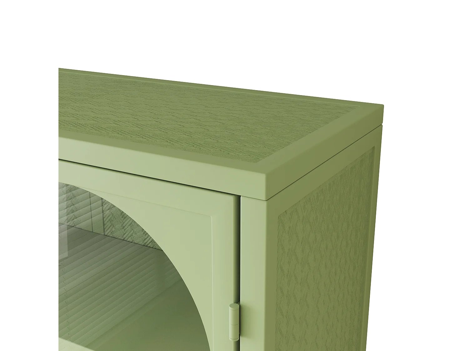 Aparador de parede com 2 portas de vidro curvas - Para cozinha e banheiro - Verde - 70 × 23 × 60 cm