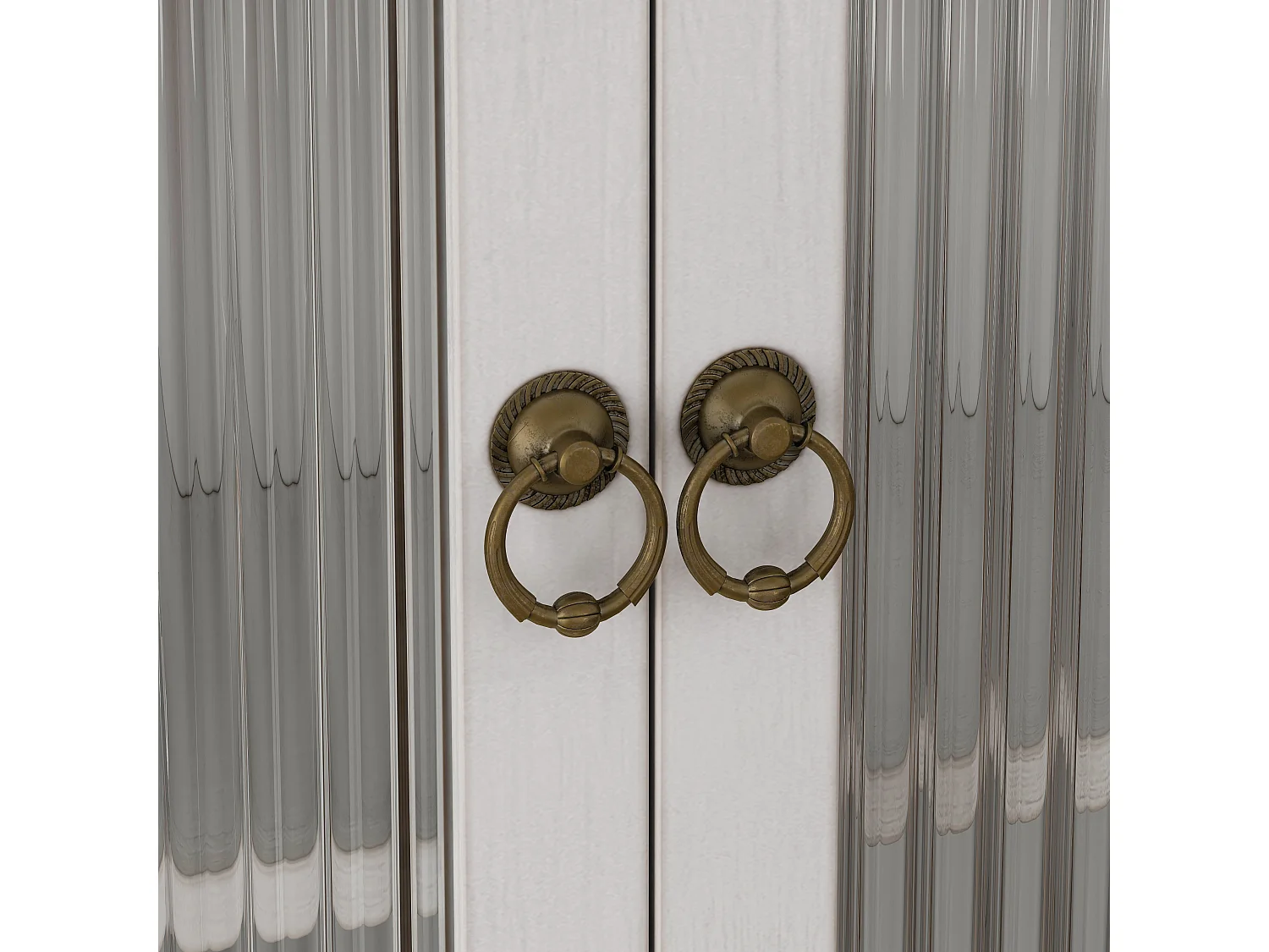 Armoire murale moderne avec 2 portes en verre et barre de suspension, Blanc, 63 x 18 x 60 cm