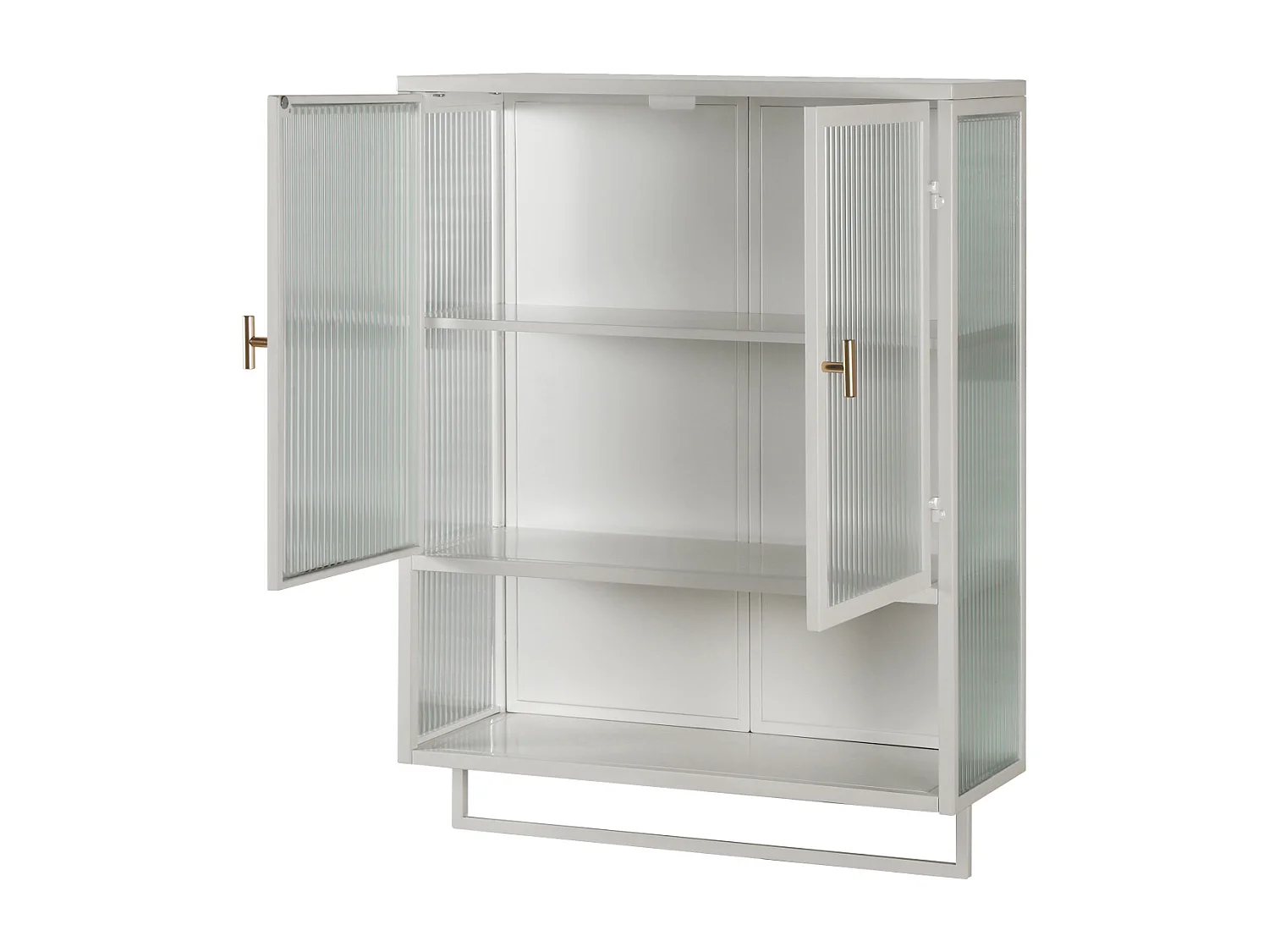 Armoire murale, style rétro, en verre, avec étagères amovibles, salles à manger, salons, blanc