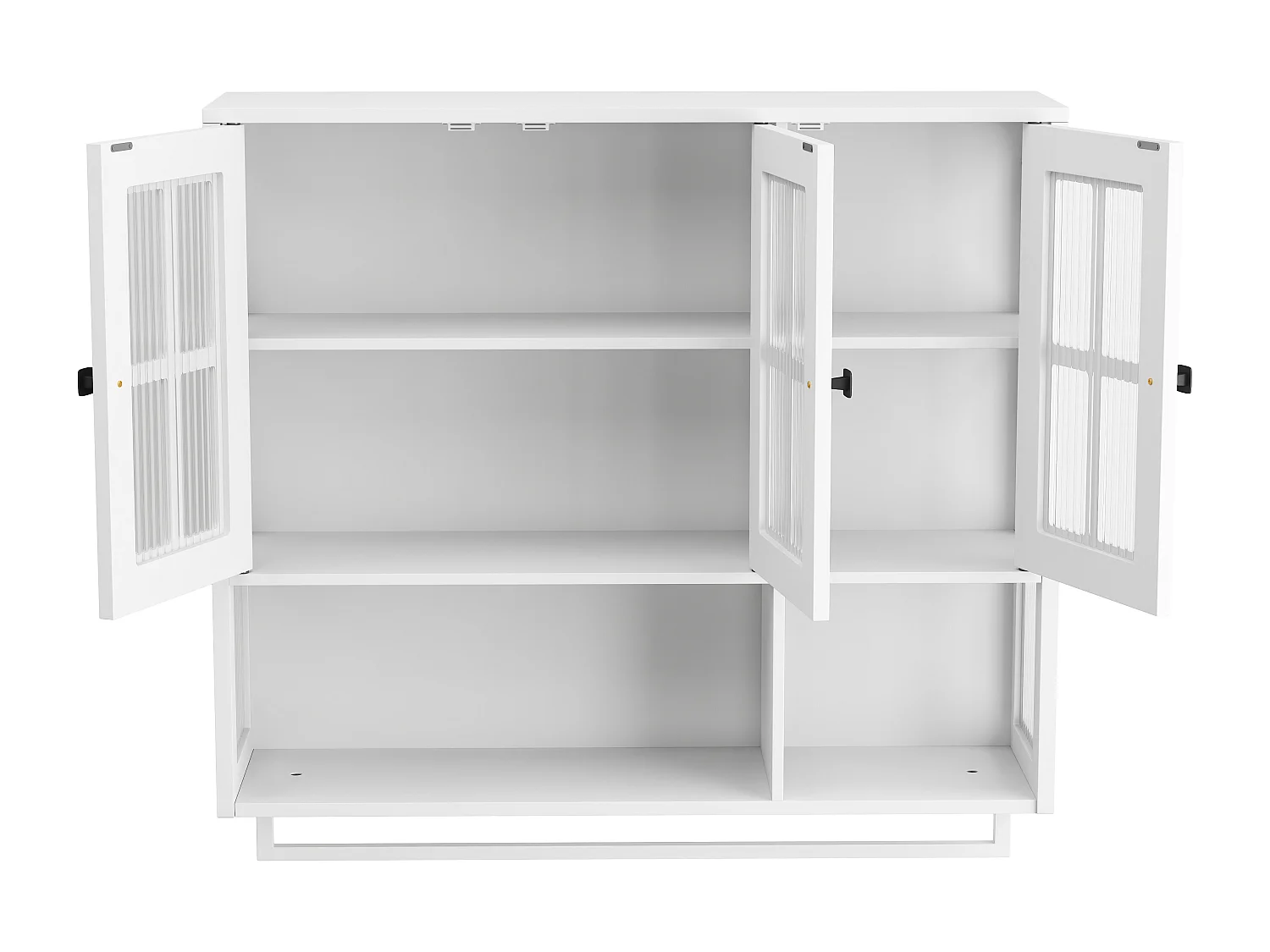 Armário de parede para banheiro, 3 portas com espaço de armazenamento aberto e fechado, 88x26x69cm, branco