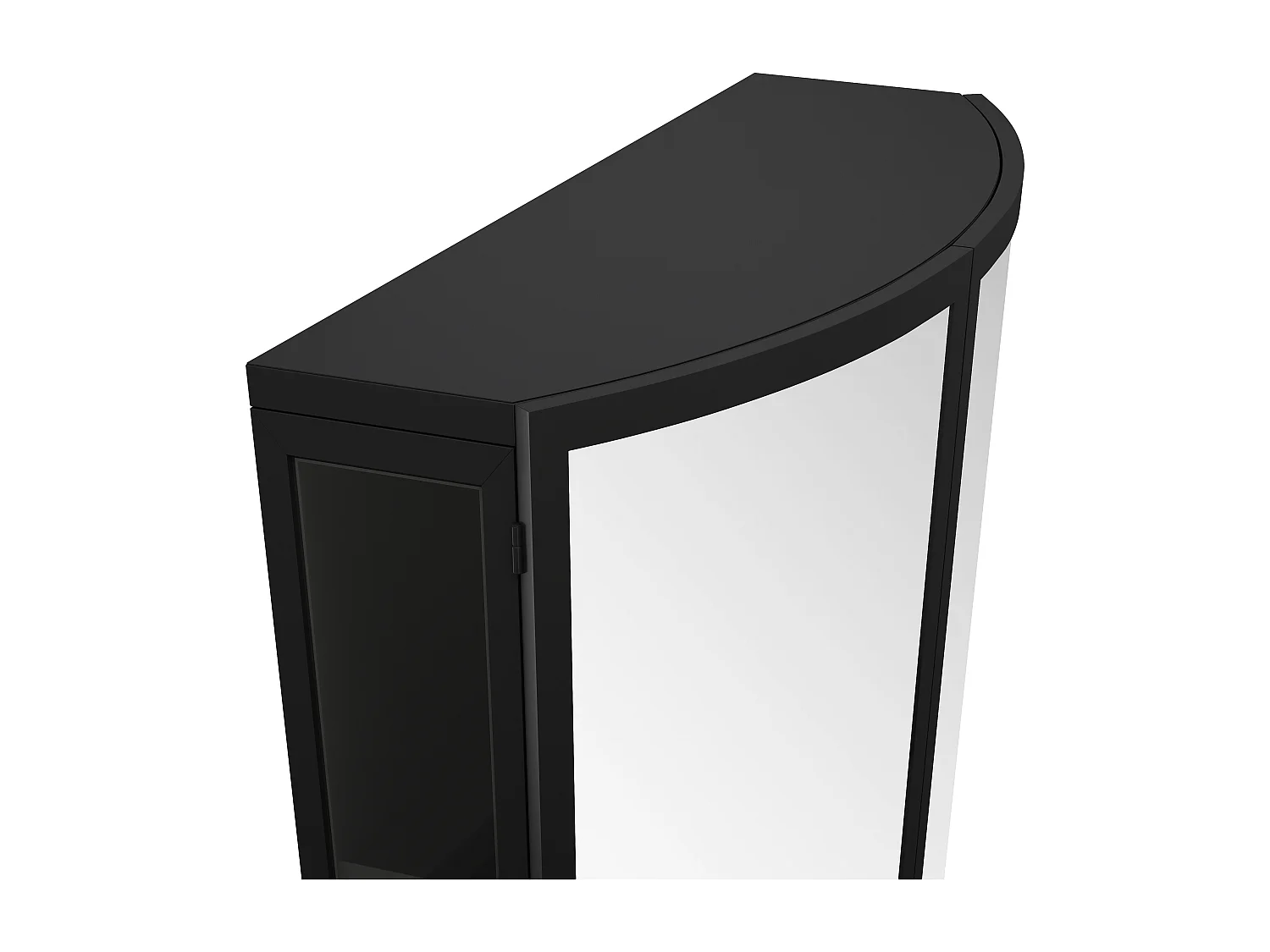 Armoire murale avec 2 portes miroir incurvées et porte-serviettes, métal, 60 × 22,5 × 80cm, Noir