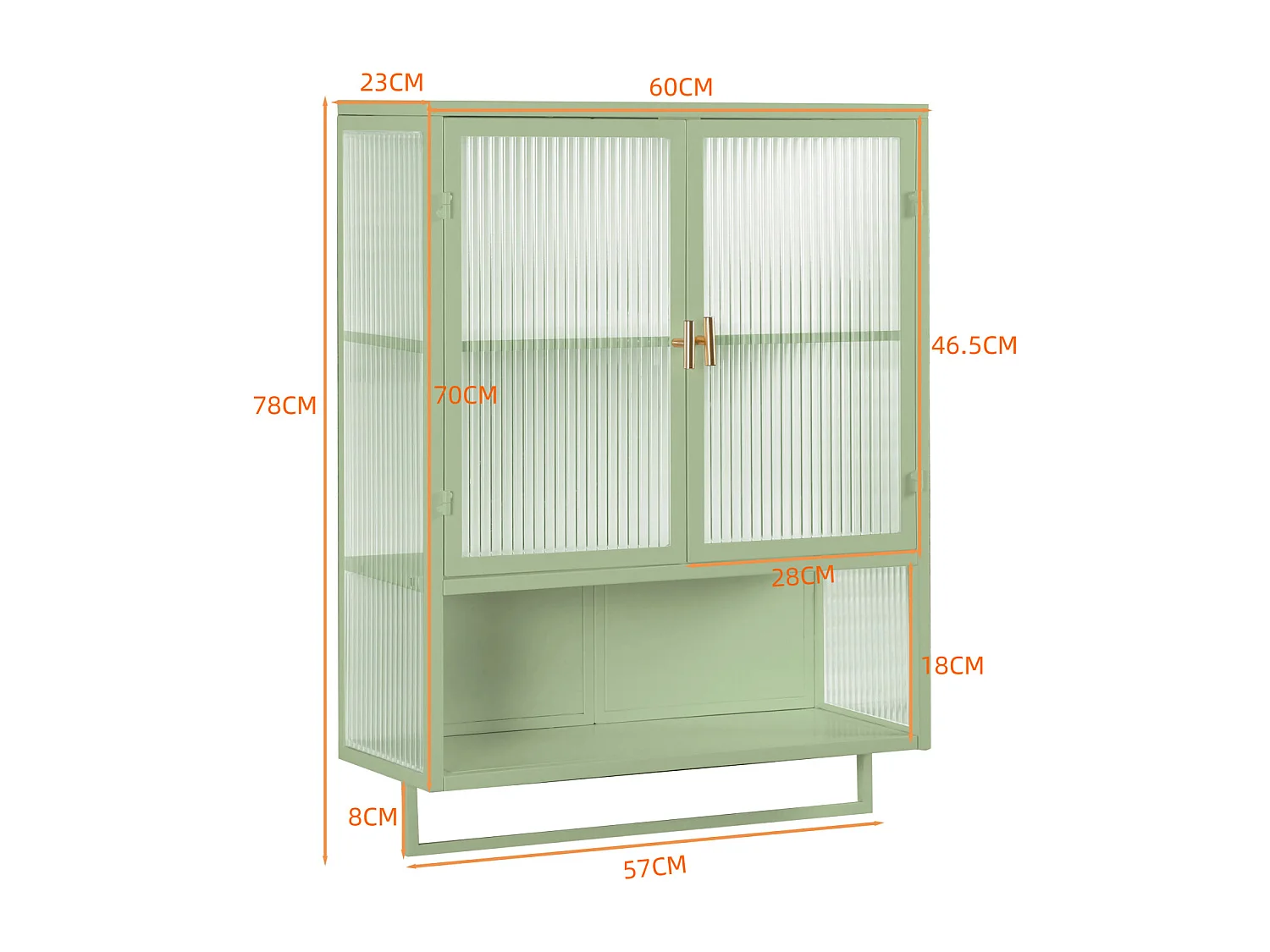 Armoire De Salle De Bain à Double Porte, pour Linge,Cuisine,Salon, avec Porte - Serviettes, Vert