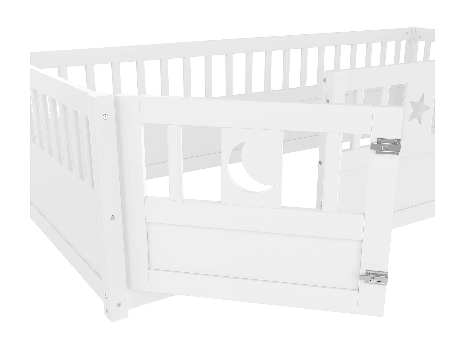 Kinderbett 90x190 cm mit 1 Tür und Absturzsicherung - Weiß (ohne Lattenrost)