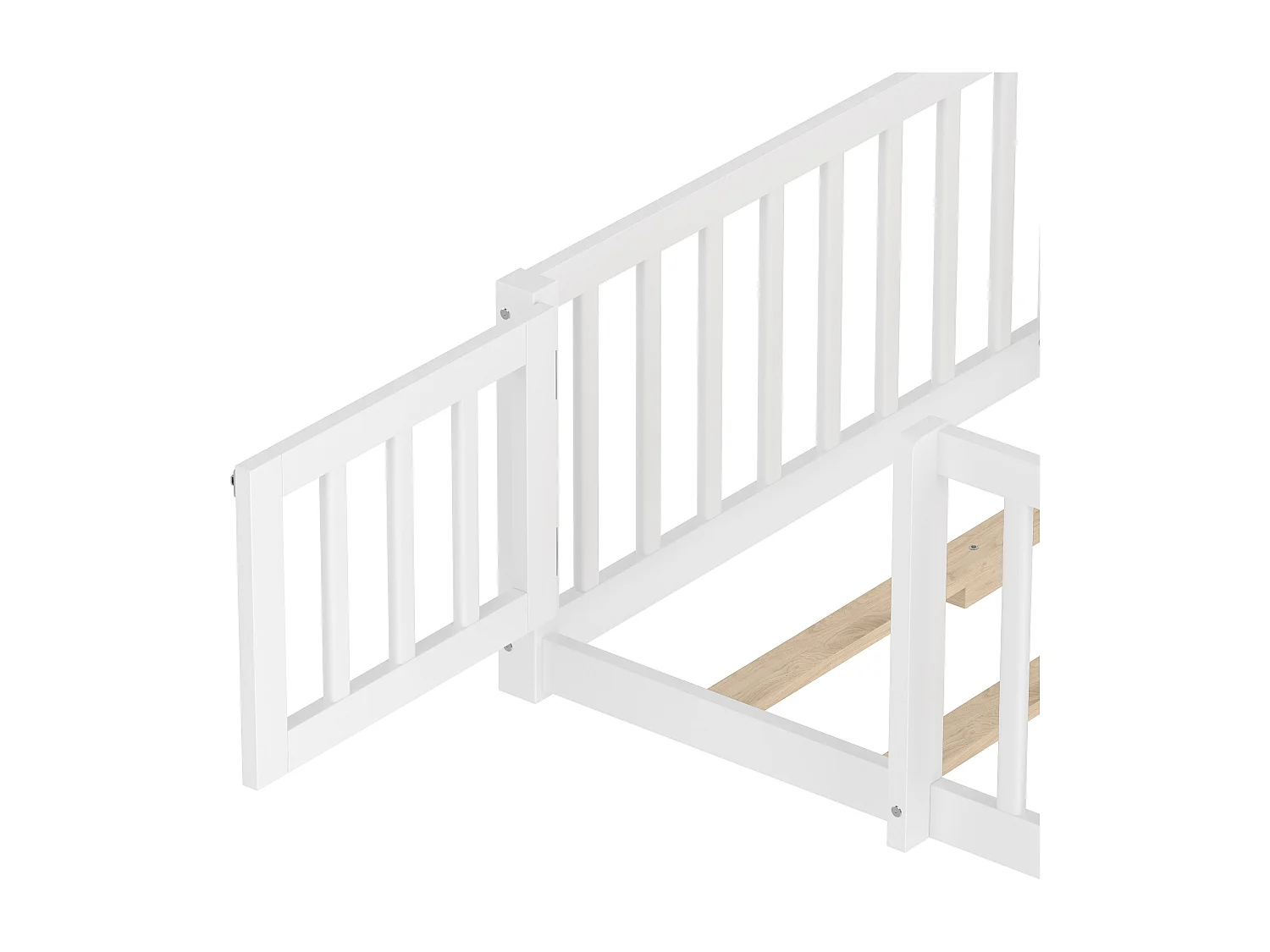 Lit enfant 90x190 cm Lit en bois avec barrières de sécurité et sommier à lattes - pin - blanc (sans matelas)