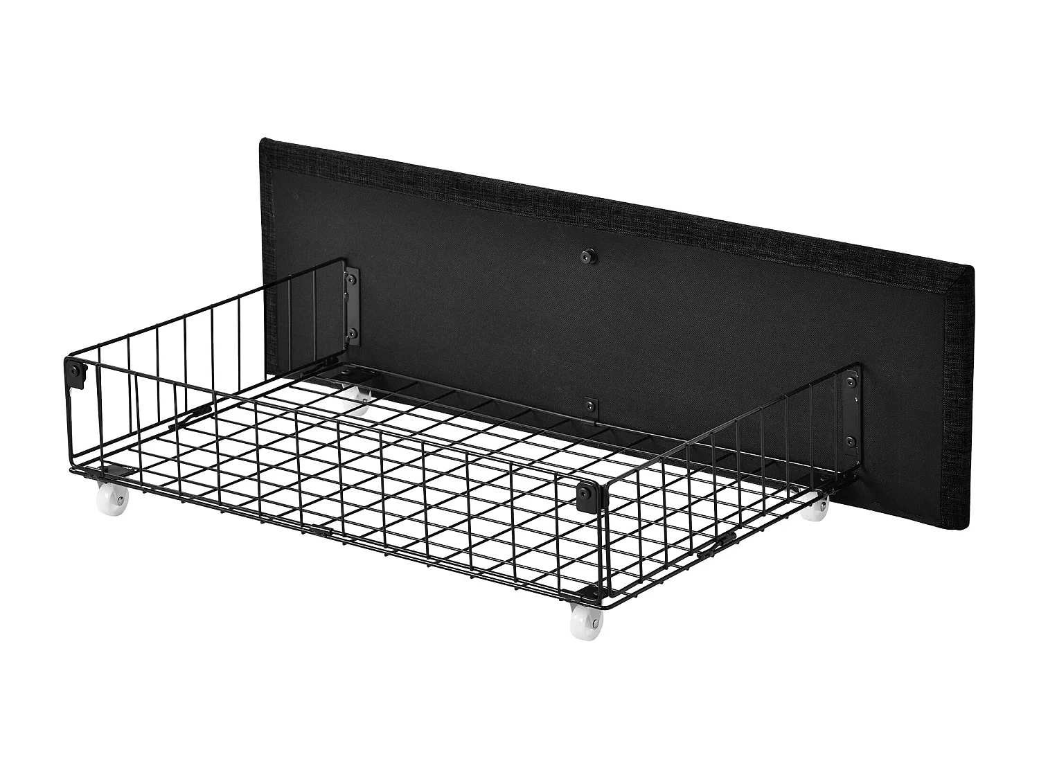 Łóżko dla dorosłych 140x200 cm z regulowanym zagłówkiem i 4 szufladami, metalowy stelaż z listew - czarny len (bez materaca)