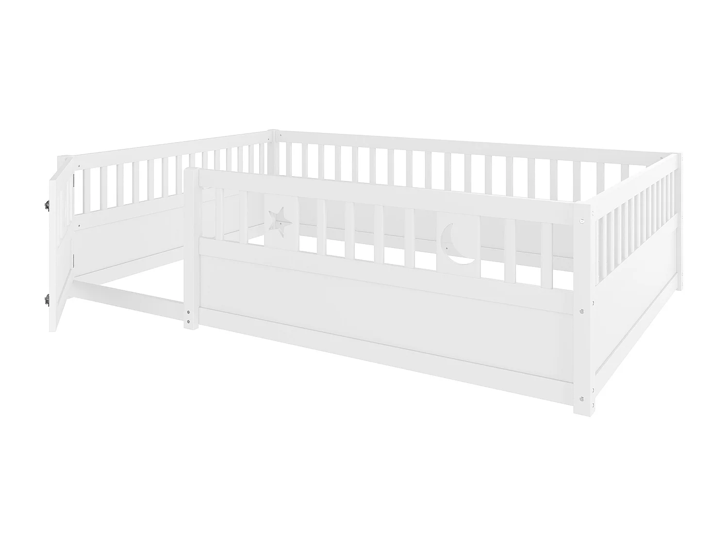 Kinderbed 140x190 cm met 1 deur en uitvalbeveiliging - Wit (zonder lattenbodem)