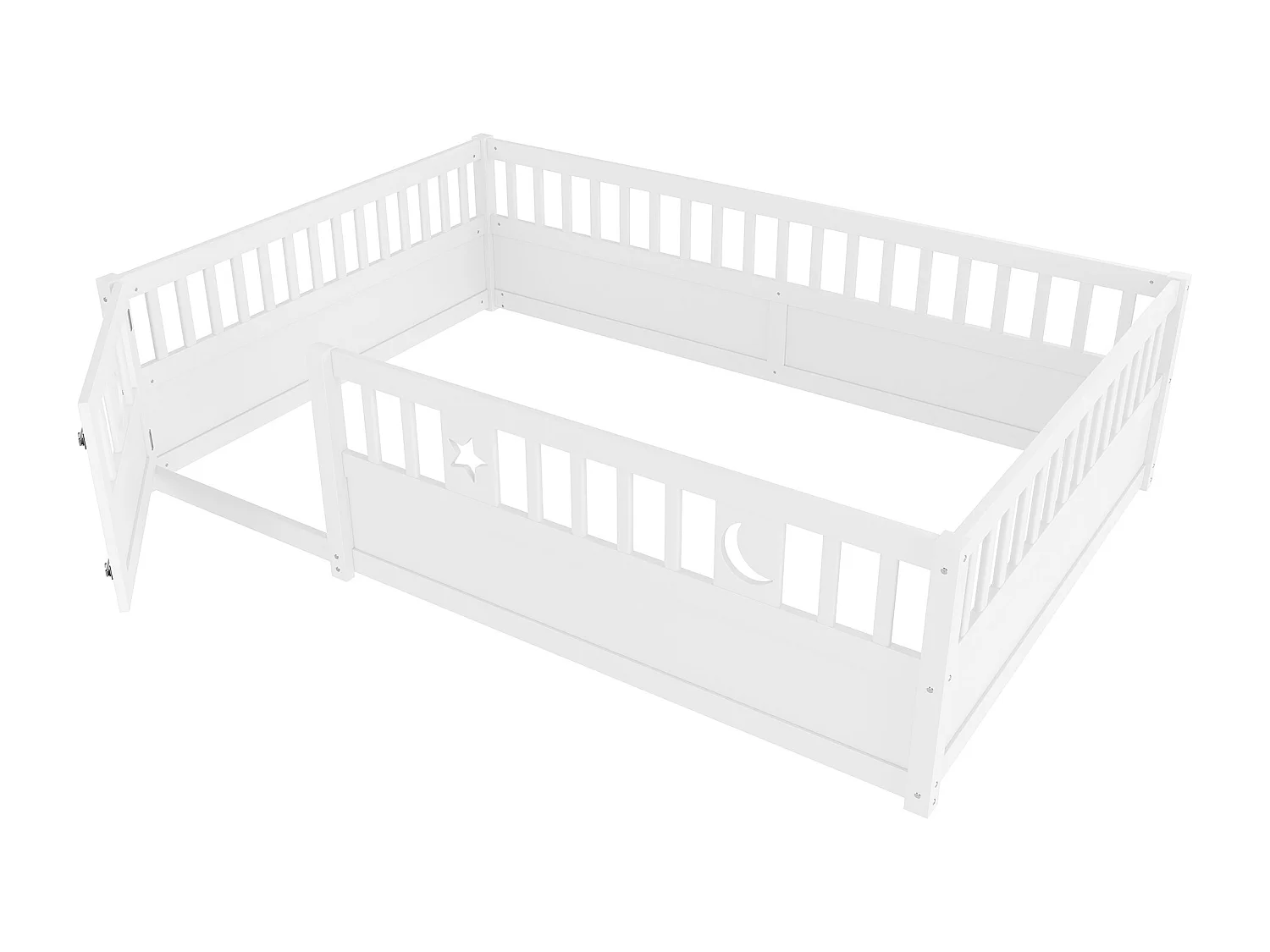 Kinderbett 140x190 cm mit 1 Tür und Absturzsicherung - Weiß (ohne Lattenrost)