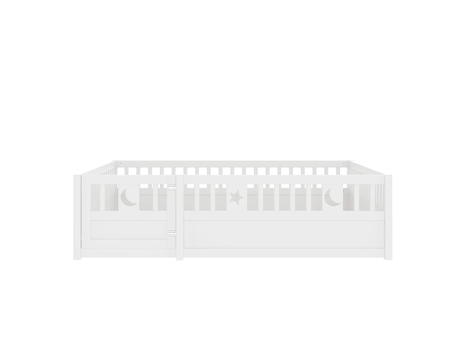 Letto per bambini 140x190 cm con 1 porta e sponde di sicurezza - Bianco (senza rete a doghe)