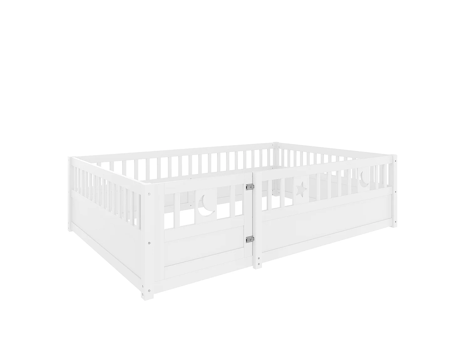 Letto per bambini 140x190 cm con 1 porta e sponde di sicurezza - Bianco (senza rete a doghe)
