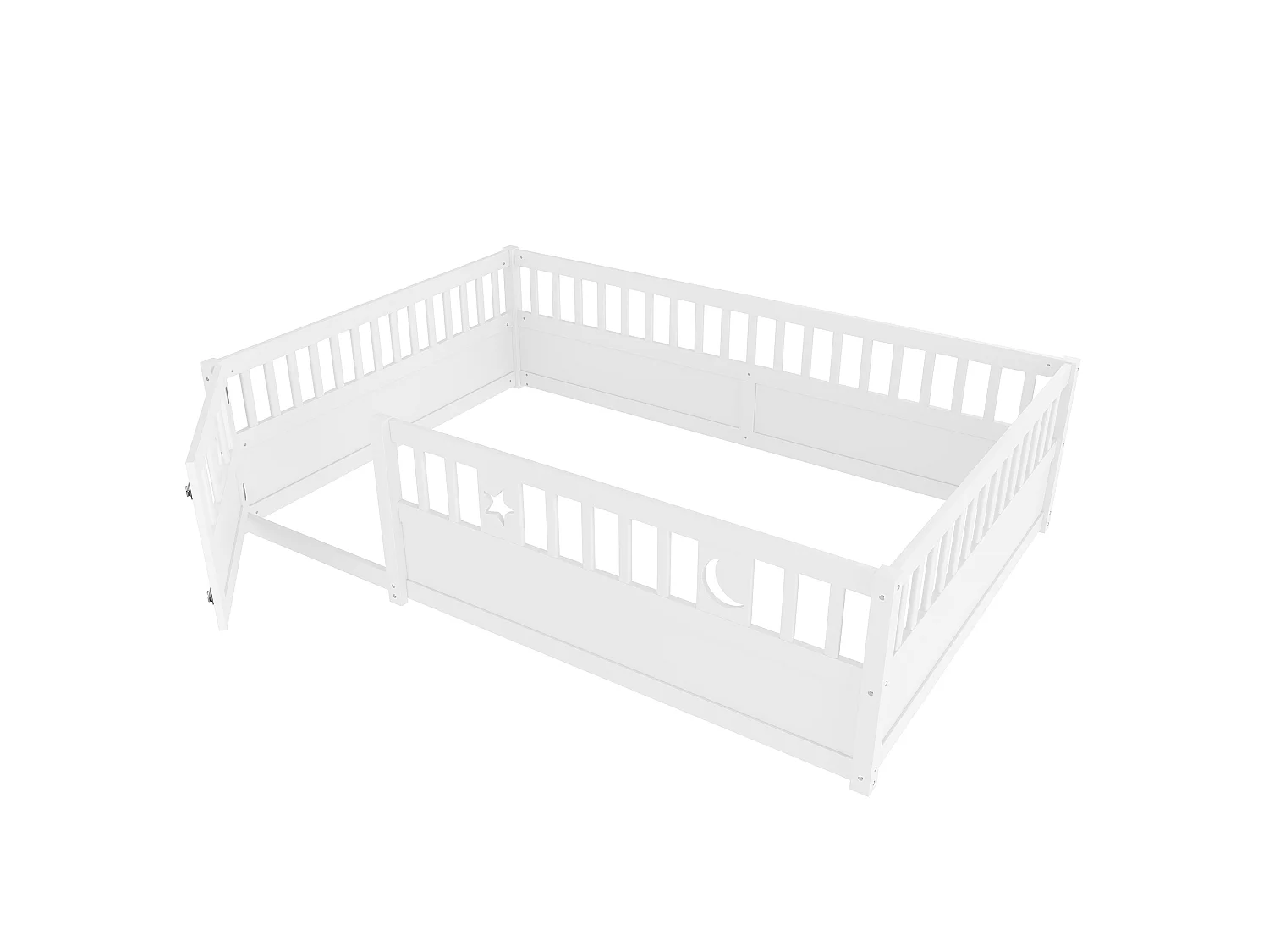 Letto per bambini 140x190 cm con 1 porta e sponde di sicurezza - Bianco (senza rete a doghe)