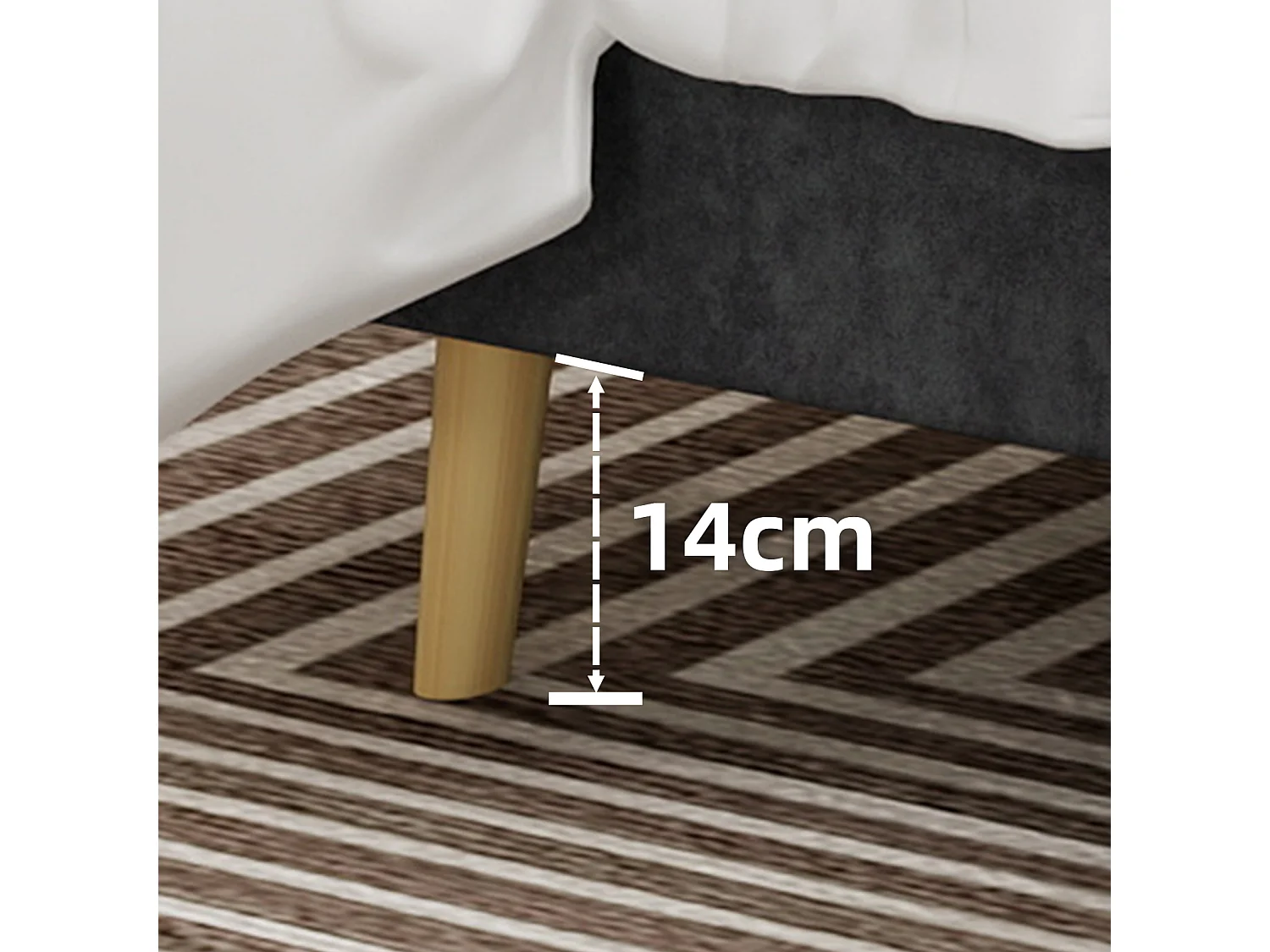 Cama de adulto de 140x200 cm, cama doble con cabecero tapizado y somier de láminas - terciopelo - gris (sin colchón)