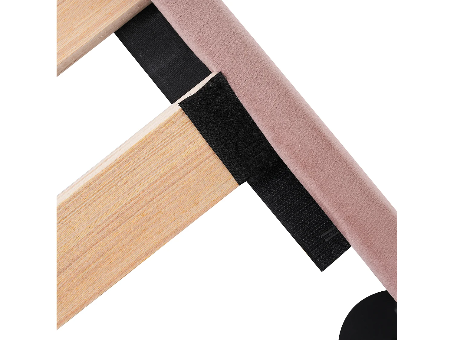 Lit enfant 90x200 - avec tête de lit, USB / Type-C - en velours - rose - sans matelas