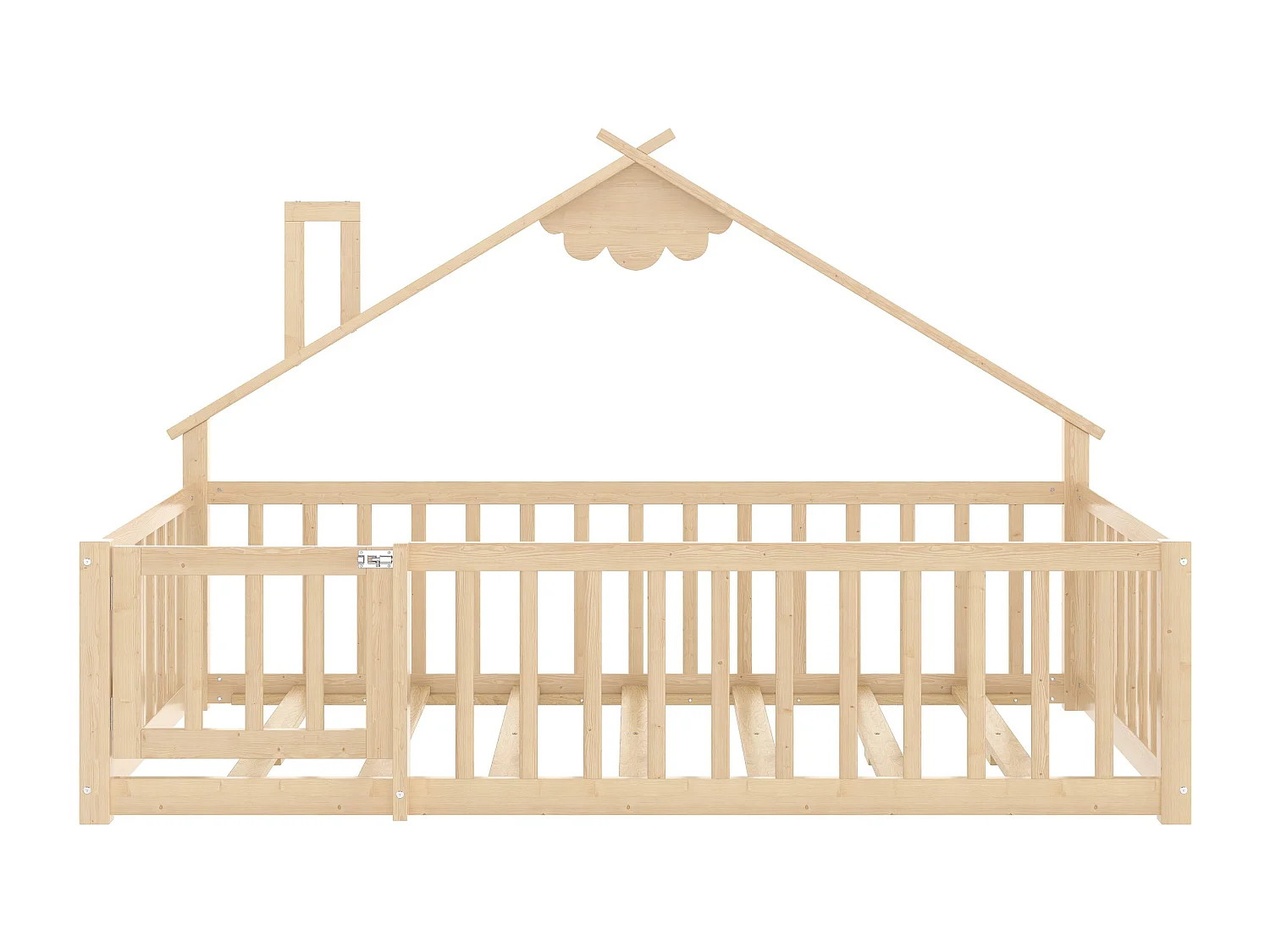 Lit enfant 90x190 cm Lit en bois avec barrières de sécurité et sommier à lattes - pin - naturel (sans matelas)