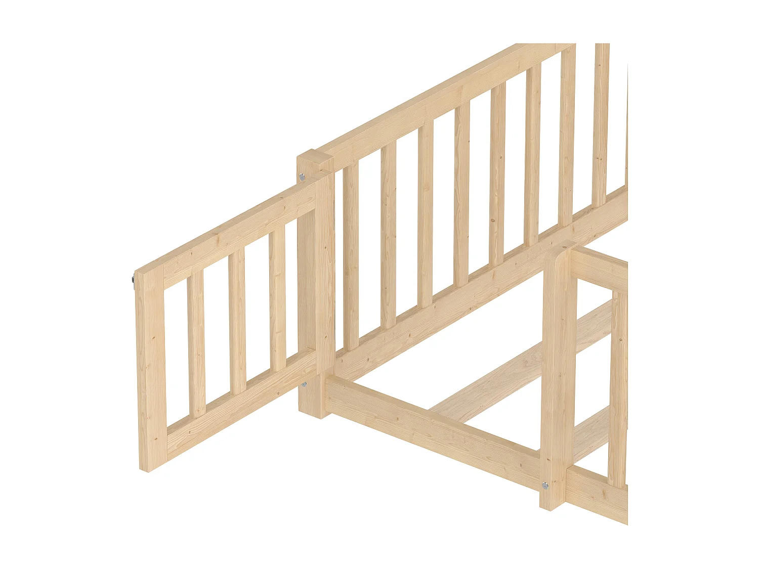Lit enfant 90x190 cm Lit en bois avec barrières de sécurité et sommier à lattes - pin - naturel (sans matelas)