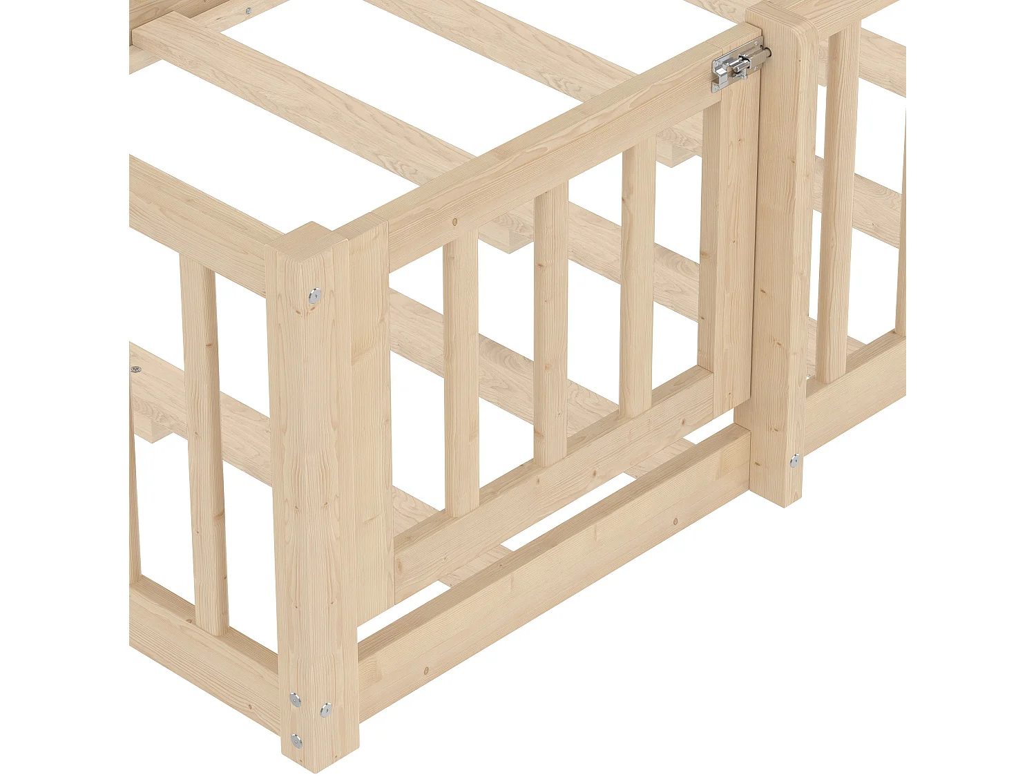 Lit enfant 90x190 cm Lit en bois avec barrières de sécurité et sommier à lattes - pin - naturel (sans matelas)
