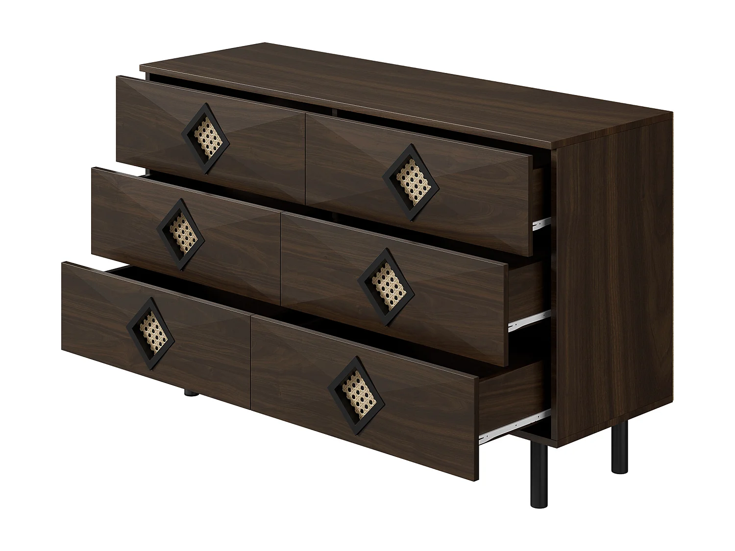 Chique kaptafel met 6 lades en rotan handgrepen, praktische en elegante opbergruimte