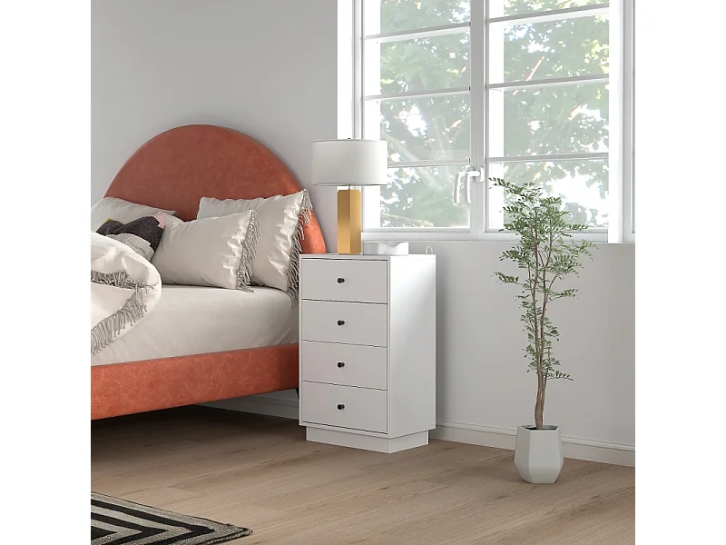 Commode Sideboard avec 4 tiroirs Armoire, Commode pour Salon Chambre Couloir 47 x 29 x 75 cm, Blanc