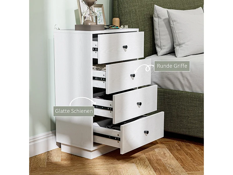 Commode Sideboard avec 4 tiroirs Armoire, Commode pour Salon Chambre Couloir 47 x 29 x 75 cm, Blanc