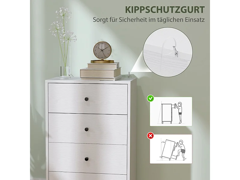 Commode Sideboard avec 4 tiroirs Armoire, Commode pour Salon Chambre Couloir 47 x 29 x 75 cm, Blanc