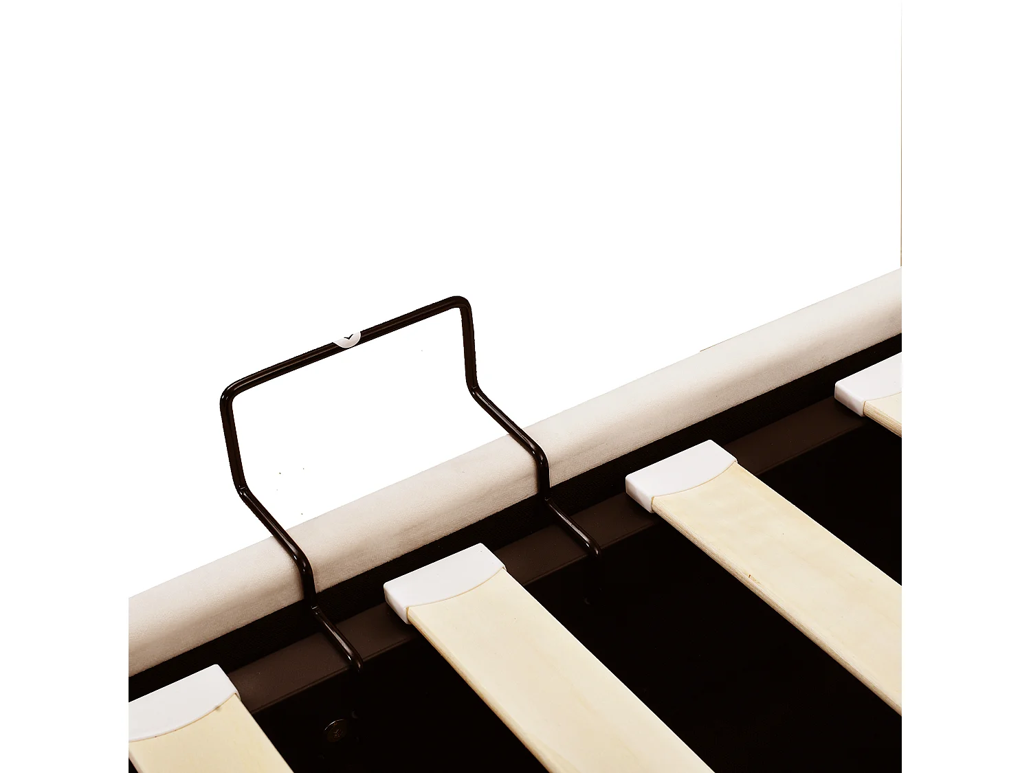 Lit coffre 180x200 cm, lit double avec tête de lit réglable et sommier à lattes - velours beige (sans matelas)