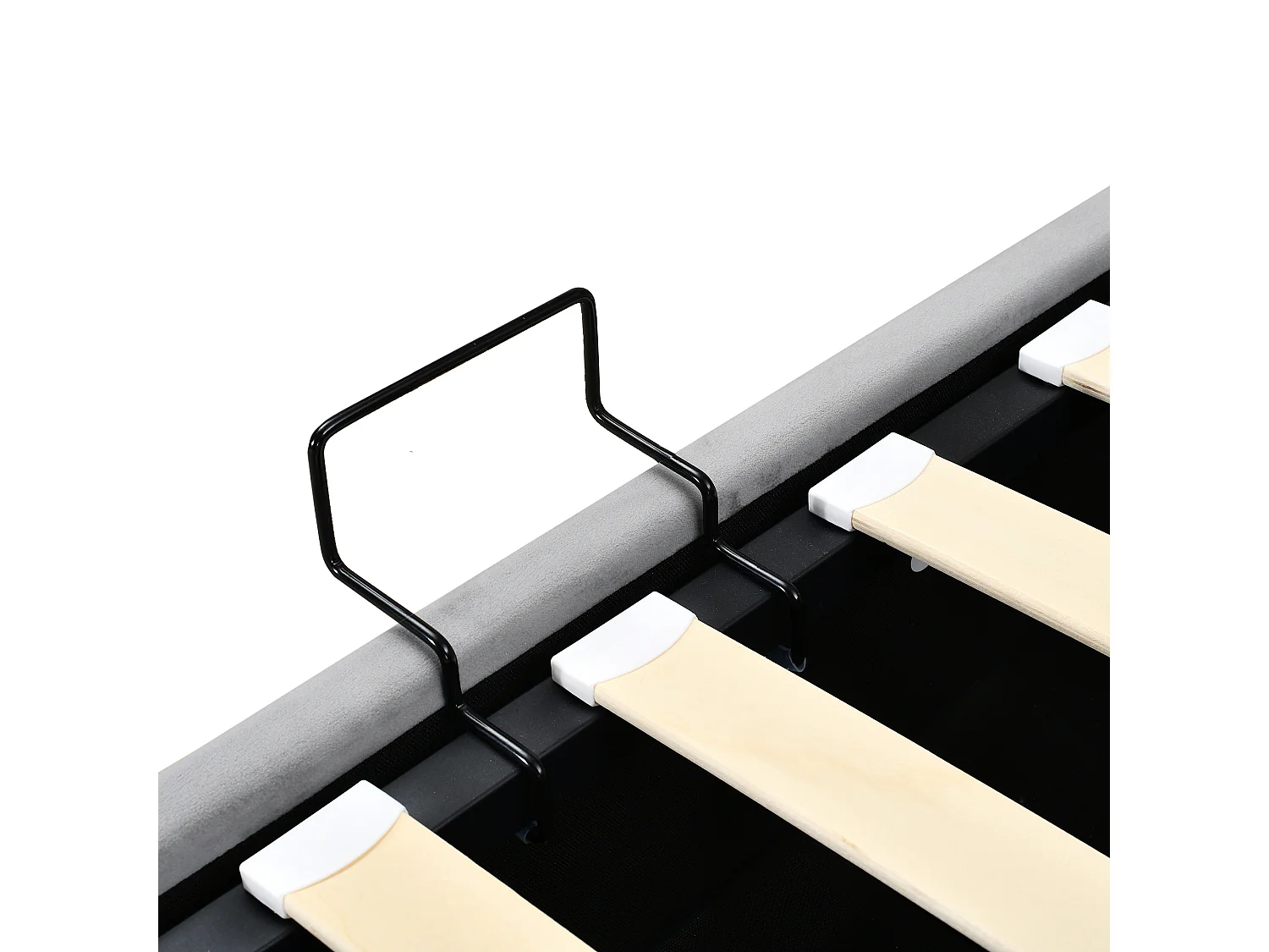 Cama con almacenaje de 180x200 cm, cama doble con cabecero ajustable y somier de láminas - Terciopelo gris (sin colchón)