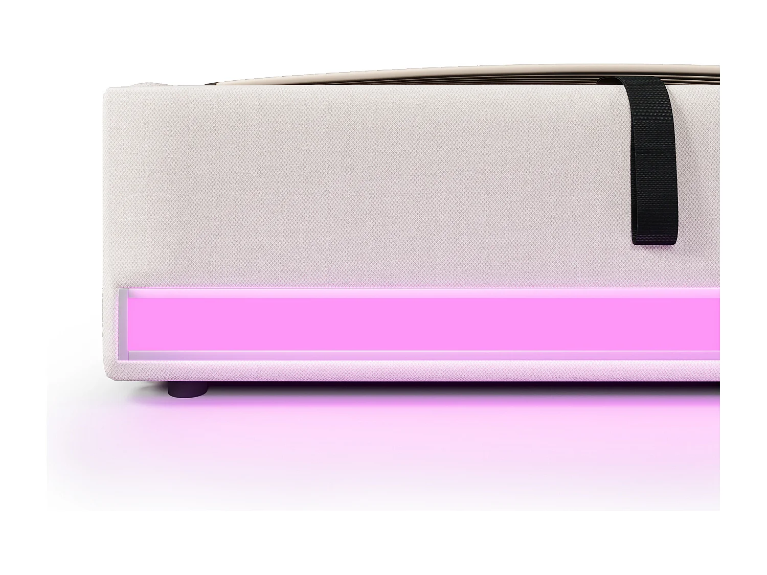 Cama con almacenaje 90 x 200 cm Cama infantil con iluminación LED y USB, sin cabecero - Lino beige (sin colchón)