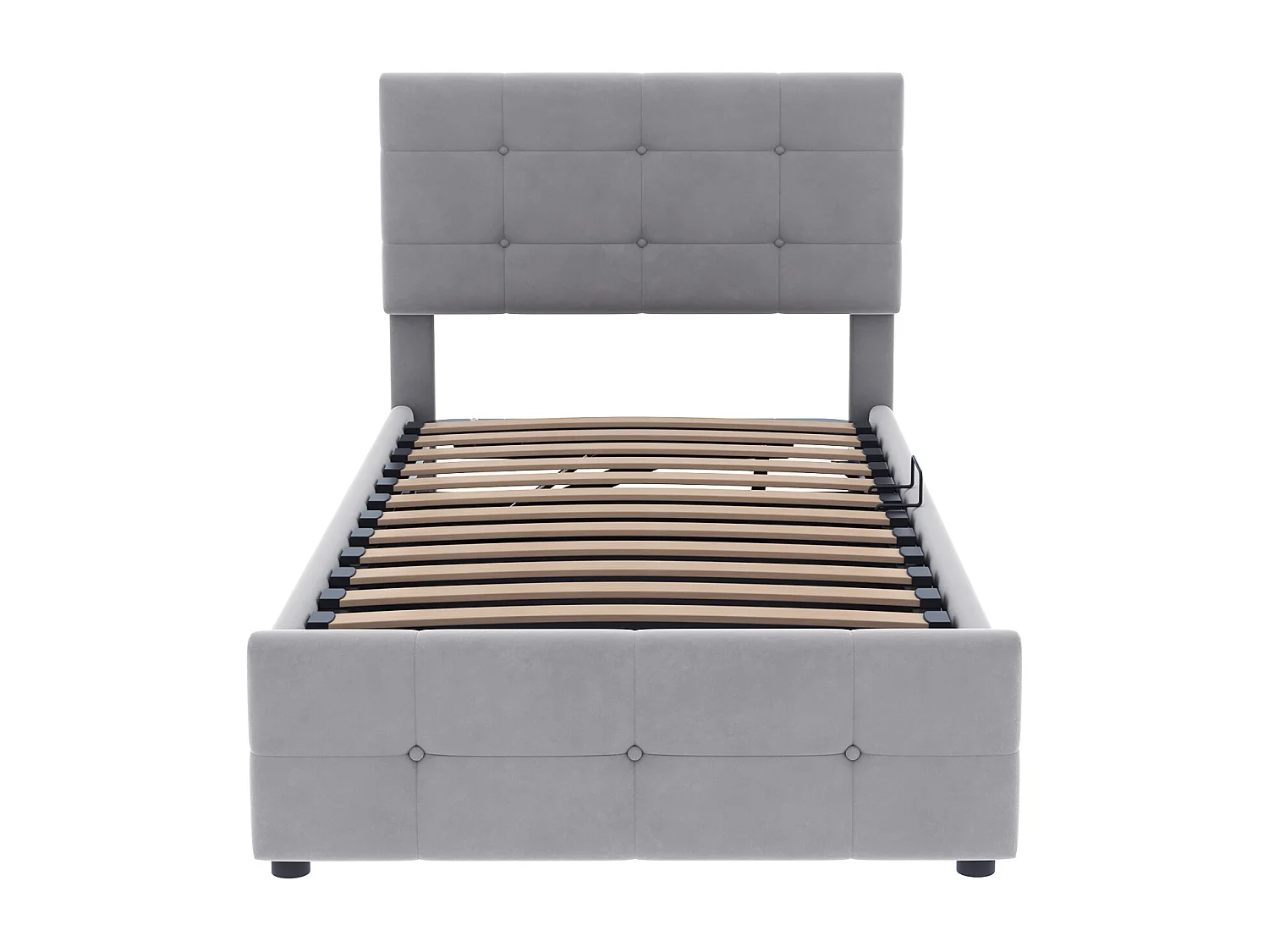 Cama con almacenaje de 90x200 cm, Cama infantil con cabecero ajustable - Terciopelo gris (sin colchón)