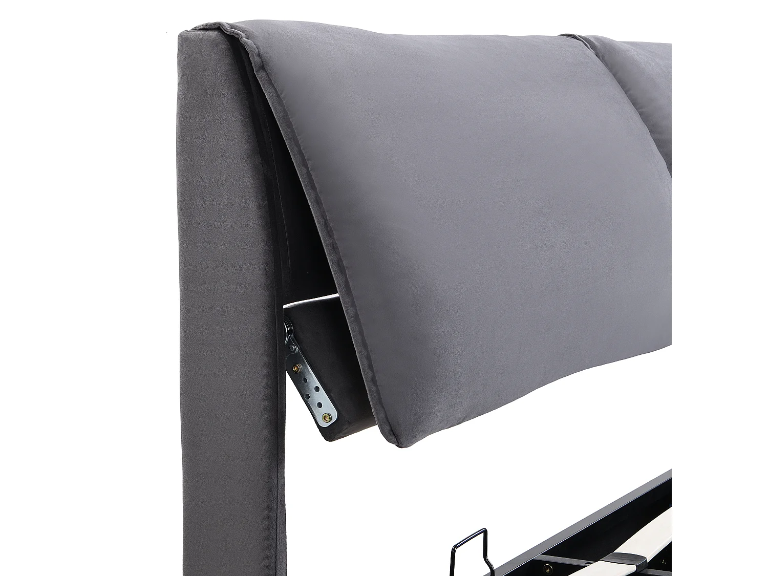 Lit coffre 180x200 cm - avec tête de lit, 3 tiroirs, sommier à lattes - en velours - gris - sans matelas