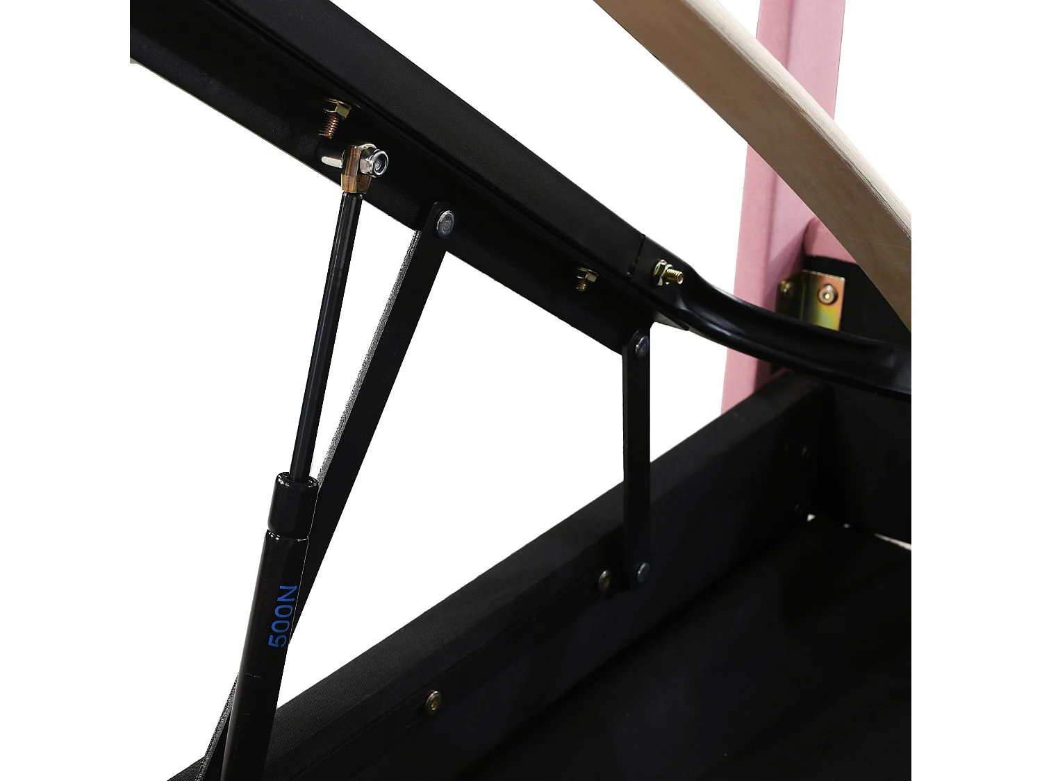 Lit coffre 180x200 cm - avec sommier à lattes - en lin - rose