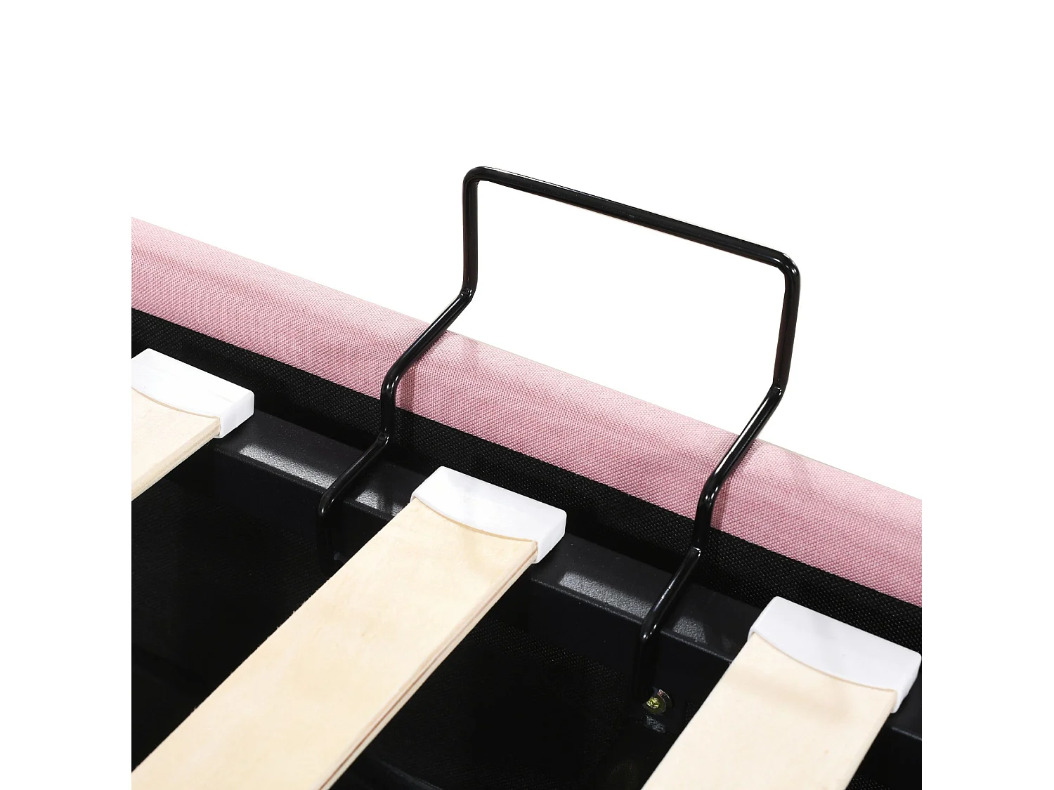 Lit coffre 180x200 cm - avec sommier à lattes - en lin - rose