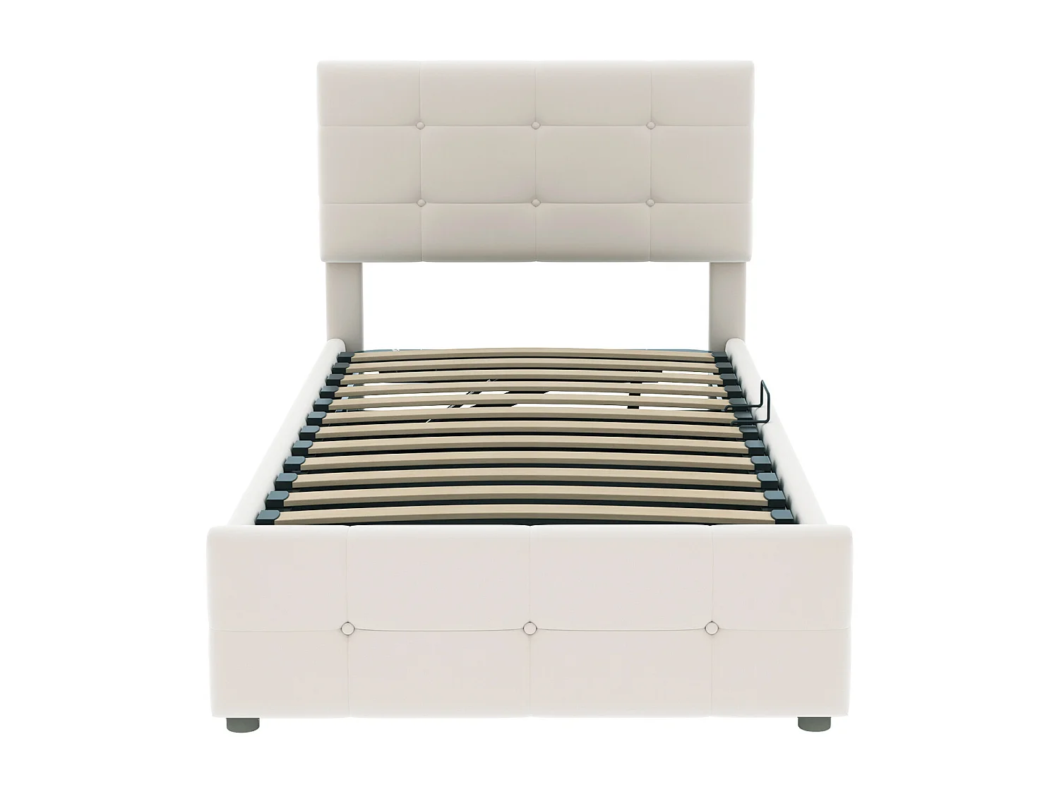 Cama con almacenaje de 90x200 cm, Cama infantil con cabecero ajustable - Terciopelo beige (sin colchón)