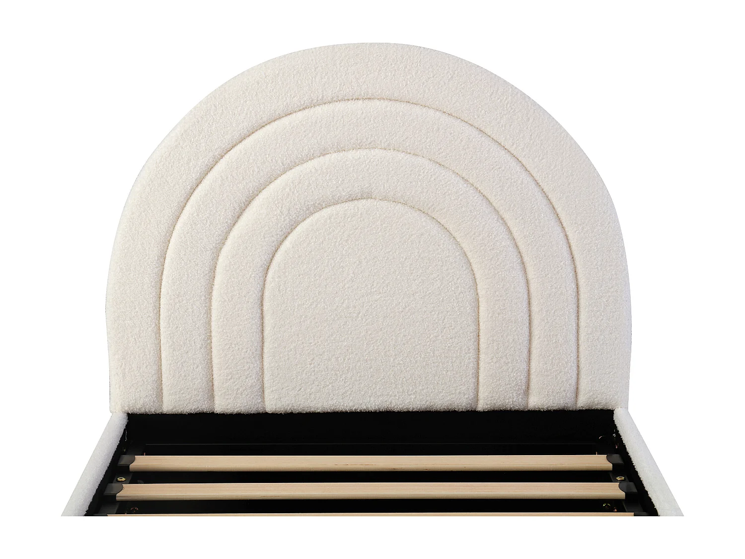 Lit coffre 90x200 cm Lit enfant avec tête de lit et sommier à lattes - velours bouclé beige (sans matelas)