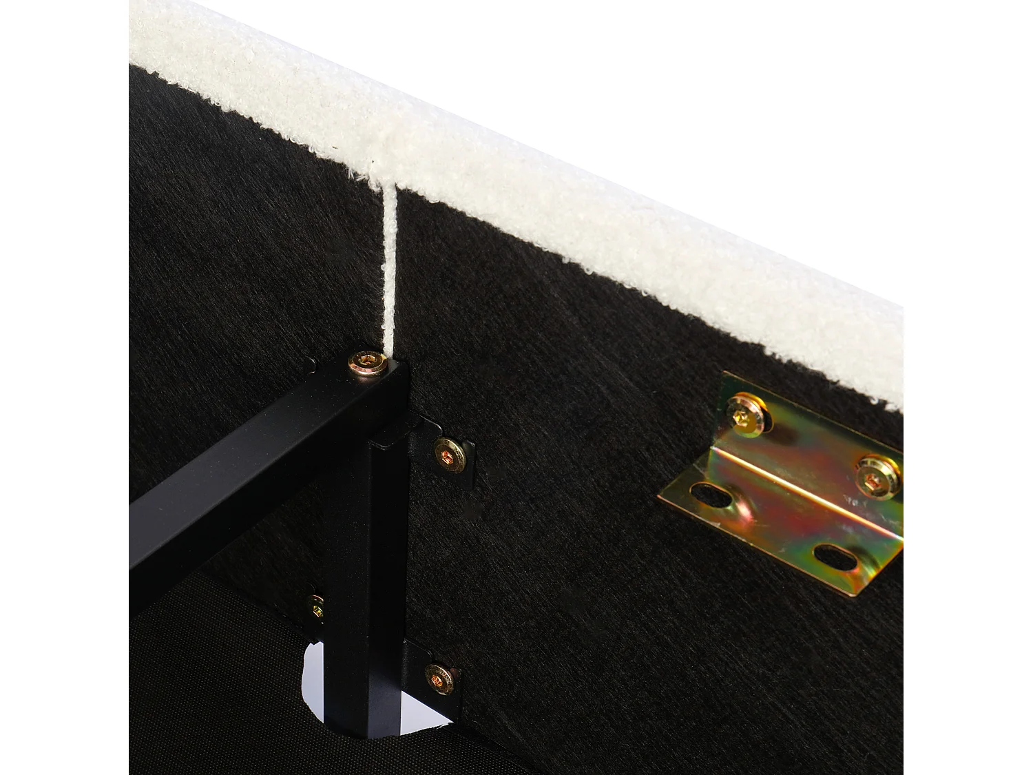 Lit coffre 90x200 cm Lit enfant avec tête de lit et sommier à lattes - velours bouclé beige (sans matelas)